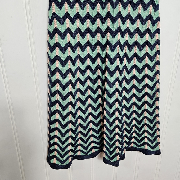 M Missoni Mint Chevron Sleeveless Sweater Dress Italy Size 10 A-Line Knit - Picture 4 of 16